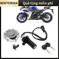 Winter064 Bộ hoàn chỉnh Khóa công tắc đánh lửa Tuổi thọ dài Nắp bình xăng chống gỉ Độ cứng cao an toàn cho YZF‑R3 2015 đến 2018