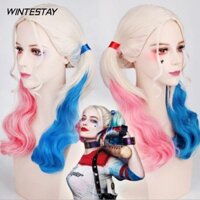 Wintestay Gradient Tóc, Harley Quinn Suicide Squad Đuôi Ngựa Váy Lạ Mắt Tóc Giả, Thời Trang Tự Sát Hóa Trang Màu Hồng Xanh Cosplay Đảng Tóc Giả Halloween Cosplay