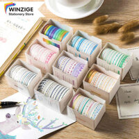 Winzige Một bộ 10 cuộn băng dán Washi in hình đơn giản nhiều màu sắc kích thước 5*2mm dùng trang trí sổ lưu niệm nhật ký gói quà
