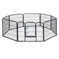 Wire Pen Dog Fence Playpen - Pet Dogs & Cats Outdoor Exercise Pens - Tube Gate w/Door - (8 Panel / 30 Square Feet Play Yard) Heavy Duty Portable Fo...