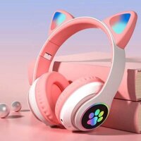 Wireless Cat Ear Headphones Bluetooth Headset LED Lights Earphone for Kids Girls