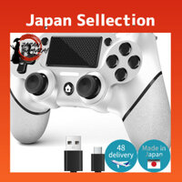 Wireless PS4 Controller with Turbo, Gyro Sensor, Dual Vibration, Touchpad, and Headphone Jack - Compatible with PS4/PS4 Pro/Slim (Black + White)- Direct from Japan
