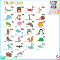 Wirlsweal 1 Bộ 26 Chữ Cái Thẻ Flash Chống Nước Bảng Chữ Cái ABC Từ Tiếng Anh Học Mầm Non Nhận Thức Động Vật Giáo Dục Nhận Thức Flashcard Tập Đi Bé Trai Bé Gái Quà Tặng