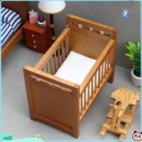 Wirlsweal Giường Mini Cho Bé Tay Nghề Thủ Công Tinh Tế Chống Mài Mòn Tuổi Thọ Cao Nệm Trắng Cũi Đồ Chơi Mini Cho 1 / 12 Nhà Búp Bê