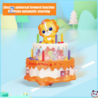 Wirlsweal Trẻ mới biết đi Đồ chơi bánh hoạt động bằng pin Đồ chơi bánh có nhạc và đèn cho trẻ em Quà tặng sinh nhật giáo dục cho bé trai và bé gái Thiết kế sư tử và gà con xoay