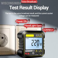 Wisconsin059 Bộ kiểm tra ổ cắm 10A 16A Máy dò đa năng Màn hình có đèn nền LCD pha phân cực bằng giọng nói AC90‑250V