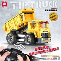WISE BLOCK HA389076 389076  XE BEN ĐIỀU KHIỂN TỪ XA bộ đồ chơi xếp lắp ráp ghép mô hình TIP TRUCK 273 khối