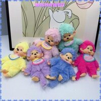 Wishaweo Monchichi Idols Love Beans Búp bê sang trọng, Mặt dây chuyền túi đồ chơi nhồi bông màu xanh 15cm, Quà tặng móc chìa khóa màu hồng trang trí dễ thương