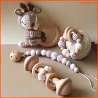 Wit Bé Núm Vú Giả Kẹp Dây Xích Giả Giá Đỡ Mọc Răng Vòng Tay DIY Móc Hươu Miếng Dán Trẻ Sơ Sinh Lục Lạc Soother Răng Hàm Đồ Chơi