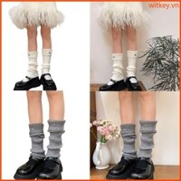 Wit Nữ Đầu Gối Chân Ấm Tất Trượt Ấm Áp Dày Vớ Đan Mắt Cá Chân Băng Cosplay Boot Bắp Chân Có