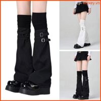 Wit Thời Trang Thẩm Mỹ Giữ Ấm Chân Tất loe Bông Tai Kẹp Punk Khóa Dây Thắt Lưng Ống Rộng Baggy Boot Cove