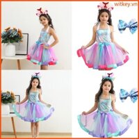 Wit Váy lạ mắt Váy dự tiệc sinh nhật Trang phục trẻ em cho bé gái Váy Tutu Trang phục dự tiệc