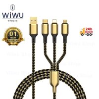 Wiwu cable 18k Gold 3 in 1 cho mọi thiết bị Smart Phone Máy tính bảng , iPhone , iPad . Cáp sạc nhanh 3 đầu mạ vàng 18k