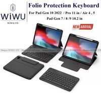 WIWU Folio Protective Keyboard Case Bao da bàn phím IPad Gen 10 2022/ Pro 11 in M1 /M2 /Air 4, 5 10.9 / Gen 9 10.2 inch