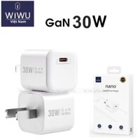 WIWU Nano GaN PD 30W Charger- Củ sạc siêu nhanh cho Smart IPhone 15 Pro Max, SAMSUNG , Huawei , Xiaomi