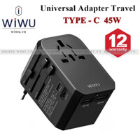 WIWU Universal Adapter Travel UA304 - 45W- Ổ cắm điện du lịch đa năng 4 in 1 Type C cho Macbook Air , IPhone , IPad