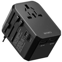 WIWU Universal Adapter Travel UA304 - 45W- Ổ cắm điện du lịch đa năng 4 in 1 Type C cho Điện Thoại, Laptop