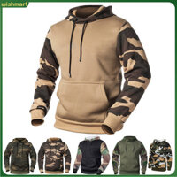[Wm] Áo chui đầu nam Áo Hoodie in hình ngụy trang Áo Hoodie nam in hình Camo có lớp lót lông cừu ấm áp Áo có mũ trùm đầu sành điệu cho mùa thu đông Thoải mái và cho khu vực Đông Nam