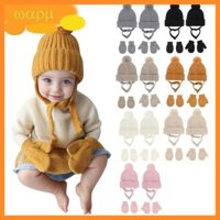 Wmmb 2024 Bộ Mũ Và Găng Tay Dệt Kim Thu Đông Mới Cho Trẻ Em 2 Chiếc Bộ Mũ Đan Và Găng Tay Cho Trẻ Sơ Sinh 0-3 Ye