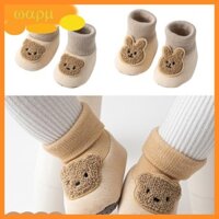 Wmmb Họa Tiết Hoạt Hình Chống Trơn Trượt Flor Giày Cotton Ấm Áp Cho Bé Học Đi Bộ