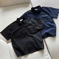 WNS Whynot Shirt - Áo sơ mi oxford cộc tay oversize hình thêu nổi Local Brand WNS Chính Hãng