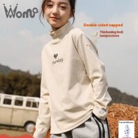 WO MA  Iq Angel Girls đáy áo sơ mi mô hình mùa thu đông nửa cổ cao Áo trẻ em de nhung dày Áo thun bên trong cho trẻ em trung và lớn