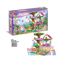 WOMA C0213 0213  CUỘC PHIÊU LƯU VÀO NGÔI NHÀ TRÊN CÂY TRONG RỪNG bộ đồ chơi xếp lắp ráp ghép mô hình Các Bạn Gái 560 khối