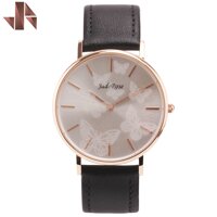 Woman Quartz Watch Black Leather Strap with Stainless Steel Rose Gold Case Luxury Fashion Quartz Analog Waterproof 30M Resistant Watch