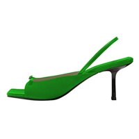 Women Casual Square Open Toe Bows Slide Sandals Mid Thin Heel Slingback Pumps Slip On Comfort Shoes