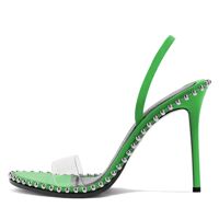 Women Clear High Heel Slingback PVC Sandals Slip on Mules Open Toe Slide Studded Party Pumps Shoes Size 4-15 US