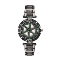 Women Fashion Hollow Diamonds 360 Degree Rotating Round Case Wrist Watch Stainless Steel Analog Quartz Wrist Watches