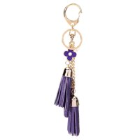 Women Girls  Tassel Key Chain Car Key Ring Accessory Bag Decor Pendant - Purple