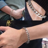 Women Men Stainless Steel Chain Link Bracelet Wristband Bangle Jewelry Punk Rock - Gold