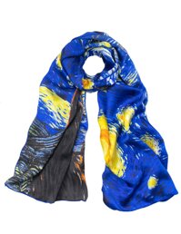 Women's 100% Luxury Long Silk Scarf - Van Gogh's Art Collection