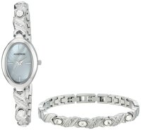 Women's 75/5645MPSVST Swarovski Crystal Accented Silver-Tone Bangle Watch and Bracelet Set