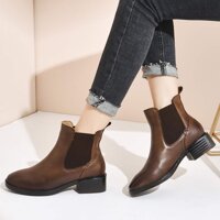 Women's Chelsea Boots, Vintage Handmade Warm Dress Shoes Outdoor Work Walking Leather Boots,Brown A-37/UK 4.5/US 6.5