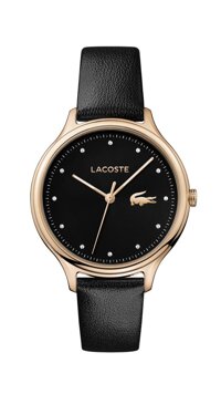 Women's Constance Quartz Rose Gold IP and Leather Strap Casual Watch, Black, 2001086