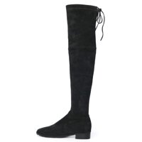 Women's Fashion Elastic Force Over The Knee Boots Flat Heels Suede Boots