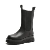 Women's Platform Chelsea Ankle Booties Classic Elastic Panel Round Toe Slip On Western Boots