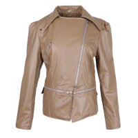 Womens PU Leather Motorcycle Biker Jacket Fall Coat Slim Fit - S, S