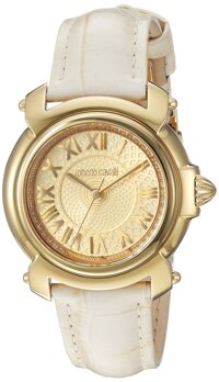 Women's Stainless Steel Swiss-Quartz Watch with Leather Calfskin Strap, Champagne, 17 (Model: RV1L005L0016)