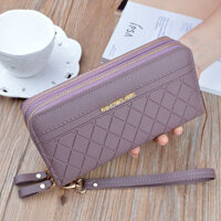 Women's wallets long women's wallets long wallets female cute wallets Ví Nữ Dung Tích Lớn Đôi Dây Kéo Túi Xách Tay Cầm Tiền Xu Ví Nữ Đa Năng 20cm Túi Điện Thoại Di Động Thời Trang Hình Thoi