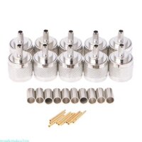 Wonderpakea3 10 Cái N Nam Cắm Uốn RG58 RG142 LMR195 RG400 Cáp Đồng Trục Đầu Nối Thẳng