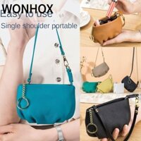 WONHOX Túi đeo vai đeo vai , chống thấm nước có móc khóa Túi bánh bao đeo chéo, Dây chuyền thông thường Da bò mềm Túi Mini nữ