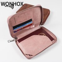 WONHOX Túi Hộ Chiếu , Túi Bảo Quản Đa Năng Màu Hồng, Dây Kéo Bảo Quản Chống Trộm Hộ Chiếu Nữ