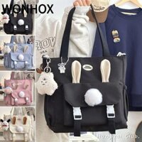 WONHOX Túi xách dễ thương , Túi đeo vai đa chức năng Bunny Soft Girl Bag, Túi xách lớp học sinh di động dung tích lớn