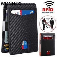 WONHOX Ví mỏng nam WONHOX Slim ID Hộp đựng thẻ tín dụng Ví da bỏ túi phía trước tối giản