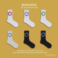 @Won't Lose Socks kiểu Mỹ, tất dài đến giữa bắp chân với chữ 3D, thời trang Hàn Quốc, tất thể thao đa năng