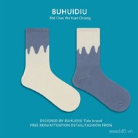 @Won't Lose Socks Vớ dài đến giữa bắp chân màu kem vui nhộn, thiết kế thời trang unisex, cá tính