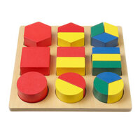 Wooden Geometric Blocks 3D Geometric Shapes Puzzle Kids Brain Development Early Educational Toys for Childrens GIfts